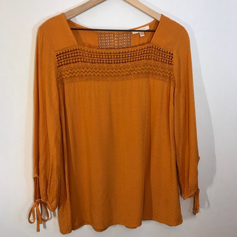 Skies are Blue Peasant Top with Embroidery